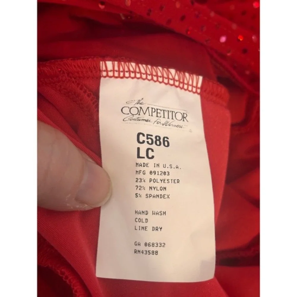 The‎ Competitor Child Size Large Red Sequin Dance Gymnastics Leotard Dress
